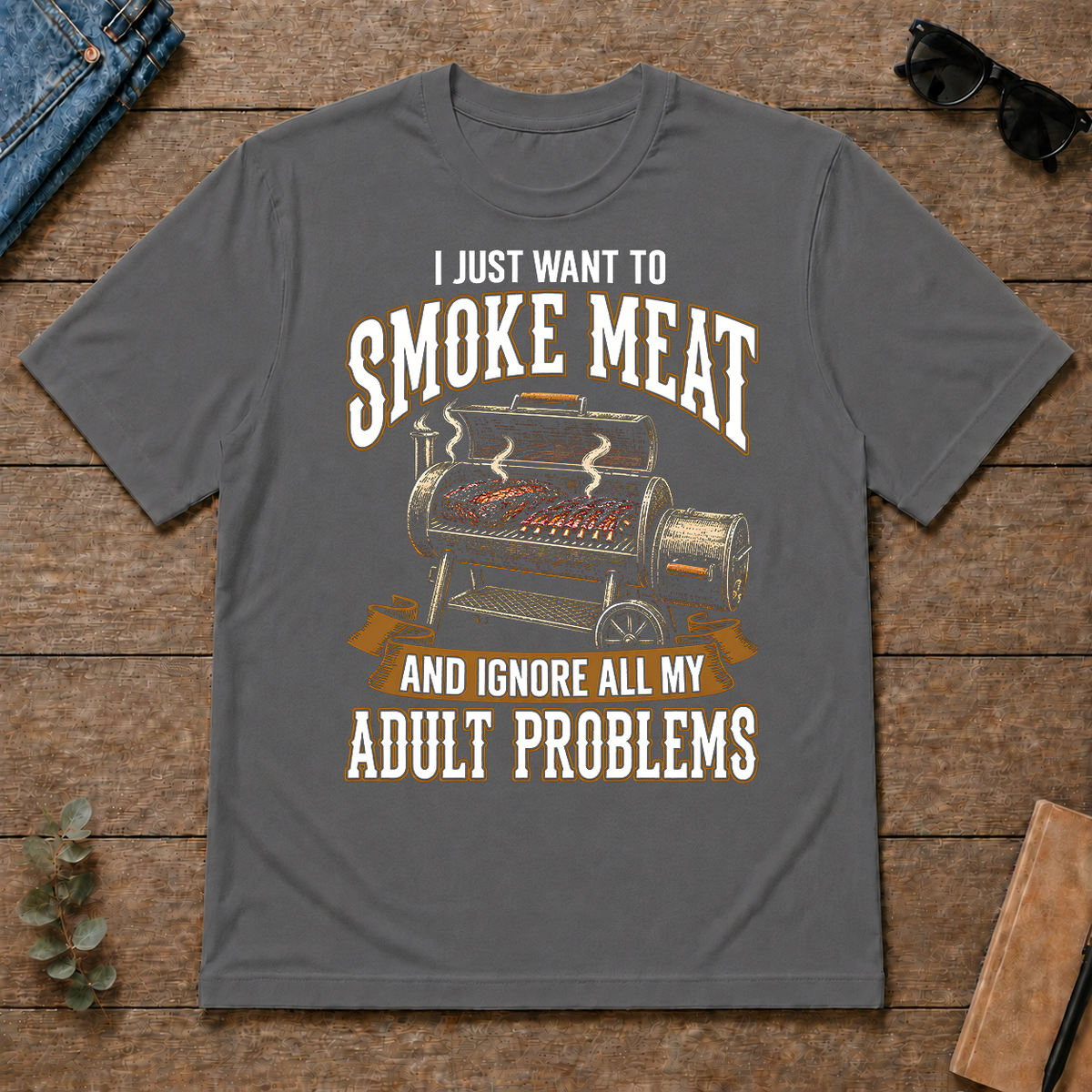 Vintage I Just Want To Smoke Meat - charcoal - TS2D-Charcoal