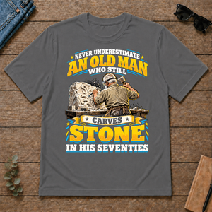 Yellow An Old Man Still Carves Stone In His Seventies - charcoal - TS2D-Charcoal