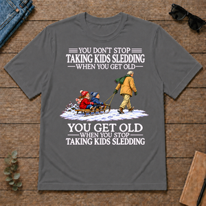 Old Man Don't Stop Taking Kids Sledding - charcoal - TS2D-Charcoal