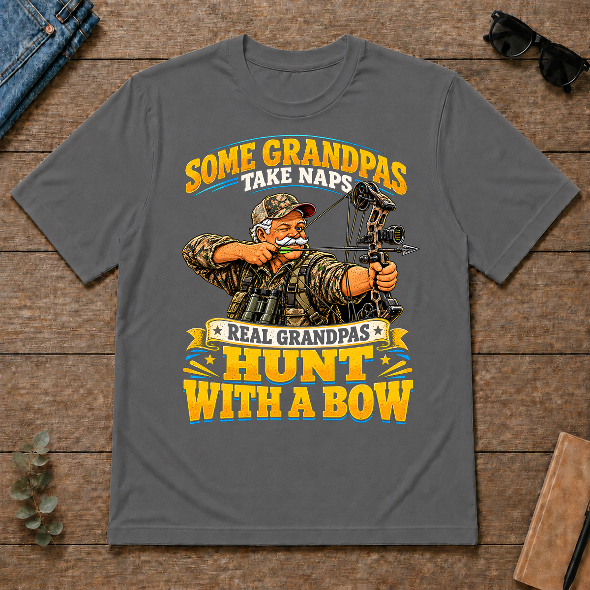 Real Grandpas Hunt With A Bow - charcoal - TS2D-Charcoal