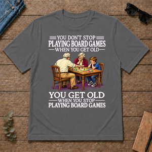 Old Man Don't Stop Playing Board Games - charcoal - TS2D-Charcoal