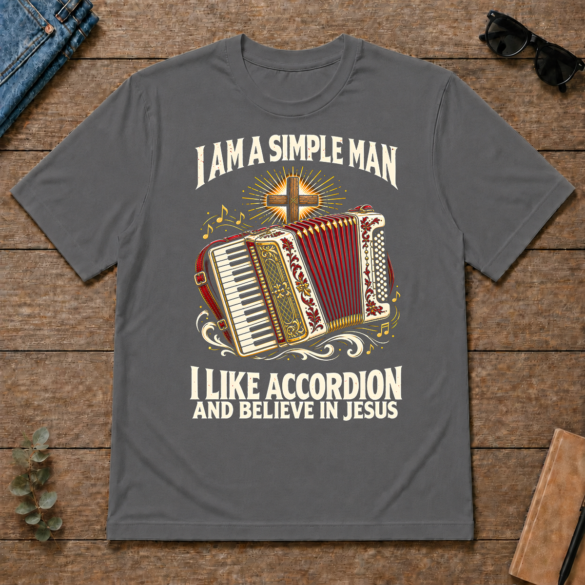 I Like Accordion & Believe In Jesus - charcoal - TS2D-Charcoal
