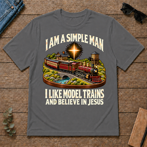 I Like Model Trains & Believe In Jesus - charcoal - TS2D-Charcoal