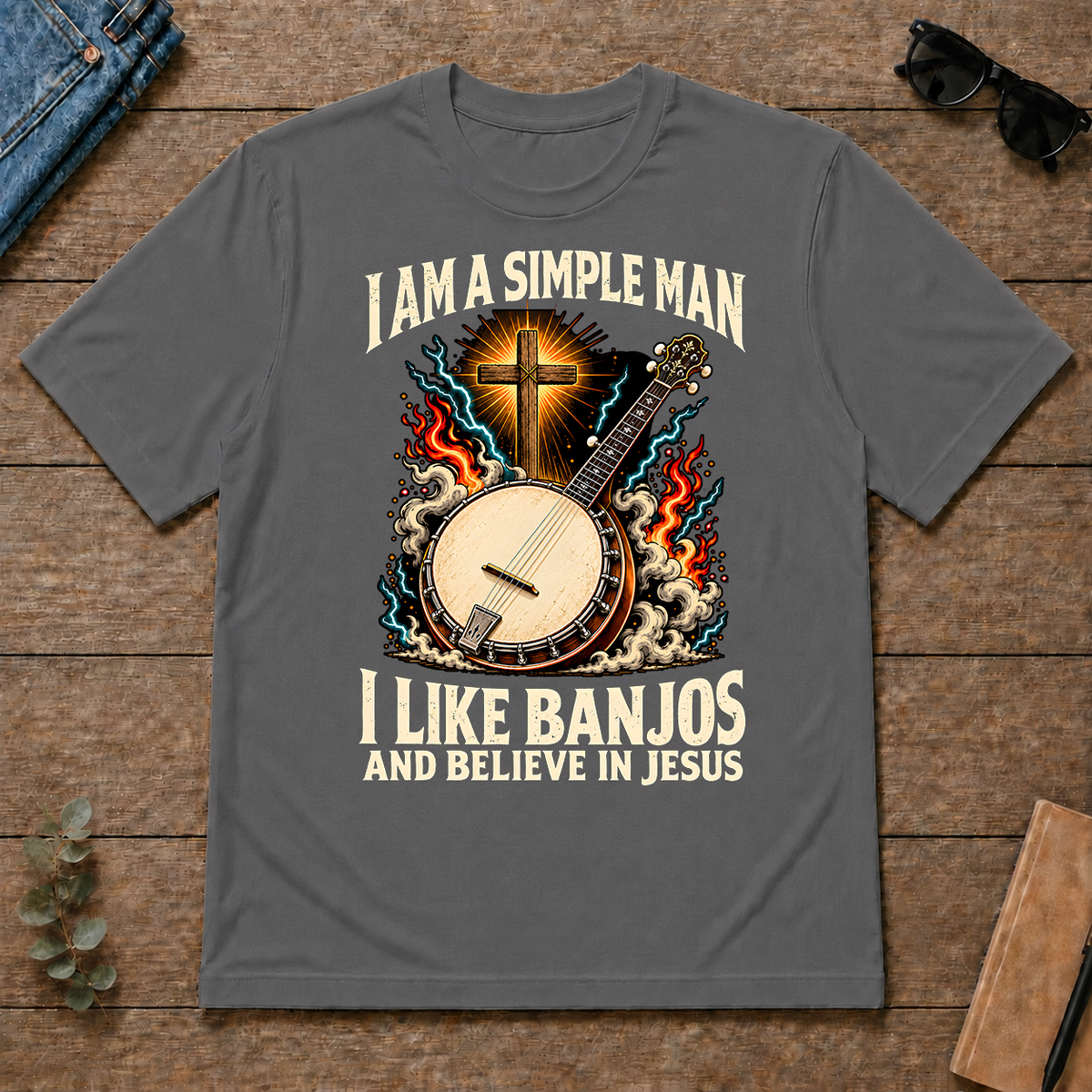 I Like Banjos & Believe In Jesus - charcoal - TS2D-Charcoal