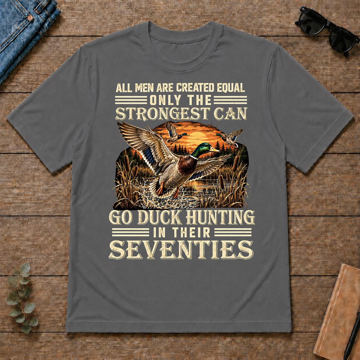 Vintage Duck Hunting Strongest Man In Seventies_ - charcoal - TS2D-Charcoal