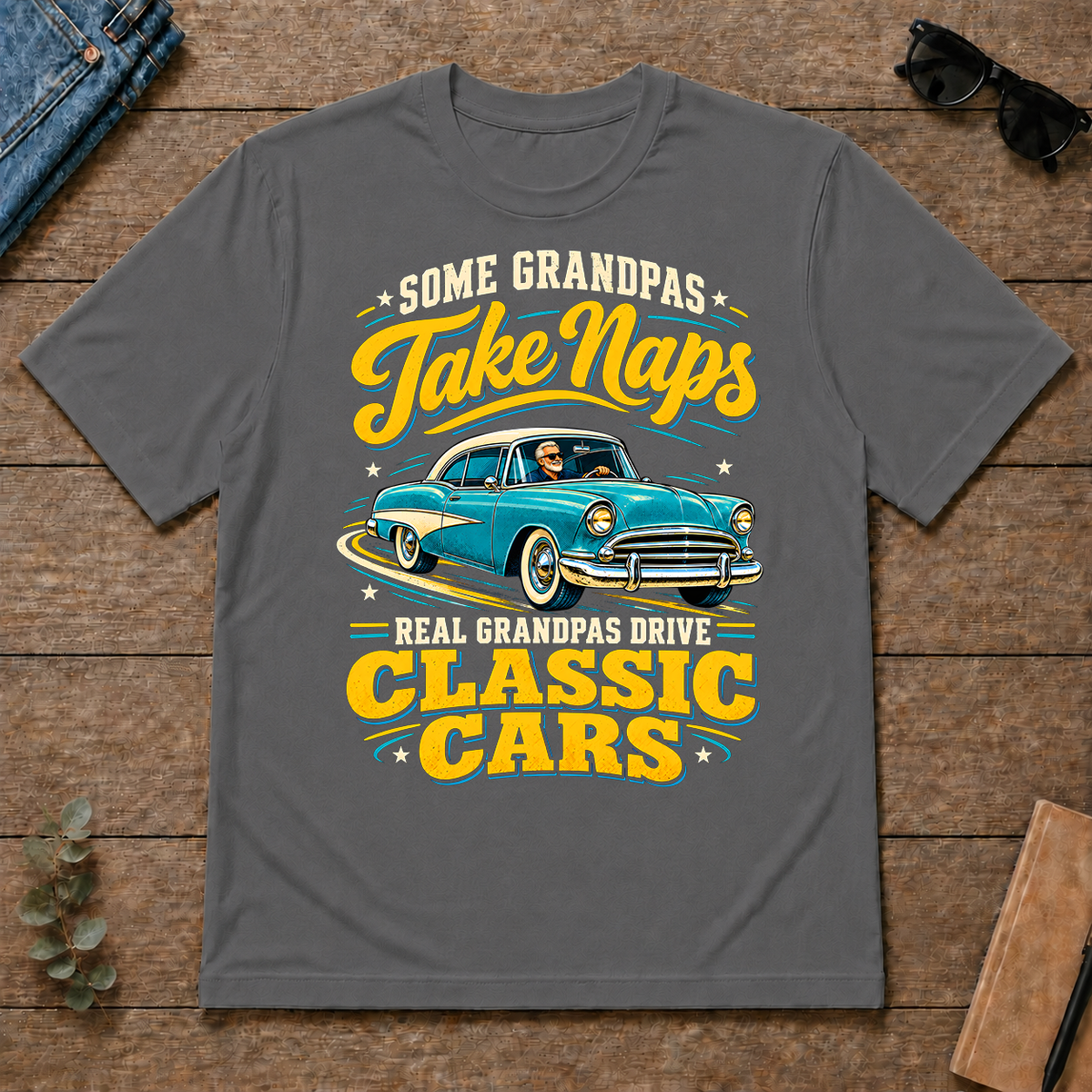 Grandpas Drive Classic Cars - charcoal - TS2D-Charcoal