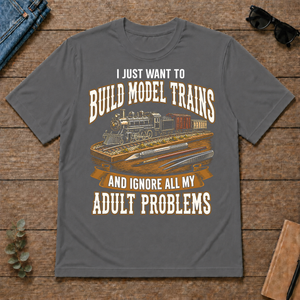 Vintage I Just Want To Build Model Trains - charcoal - TS2D-Charcoal