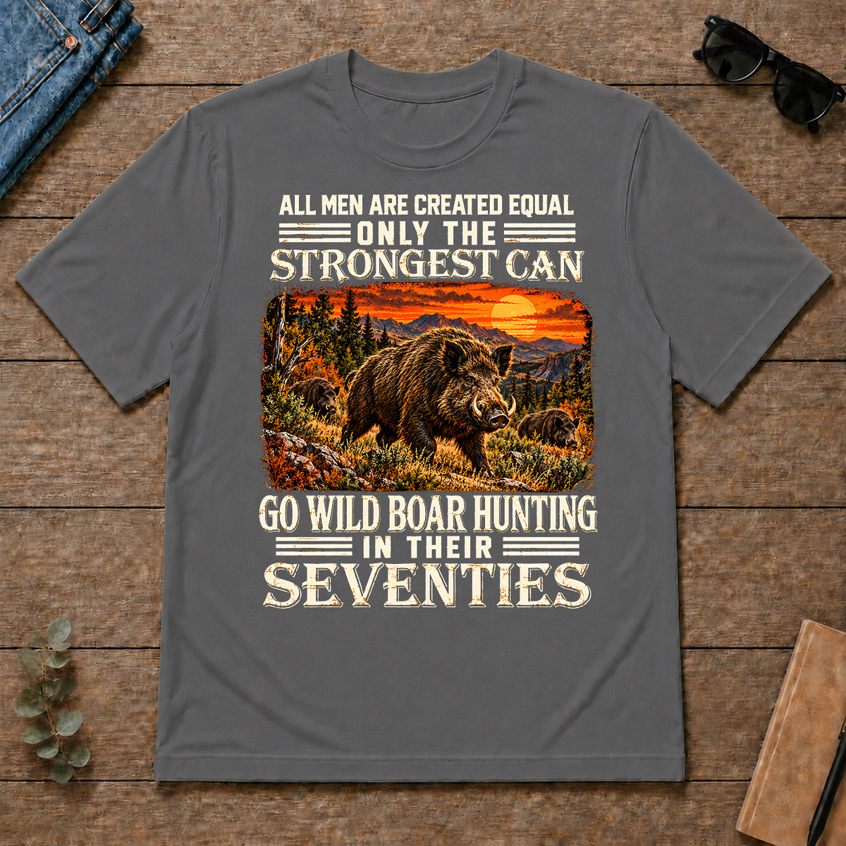 Wild Boar Hunting Strongest Man In Seventies - charcoal - TS2D-Charcoal