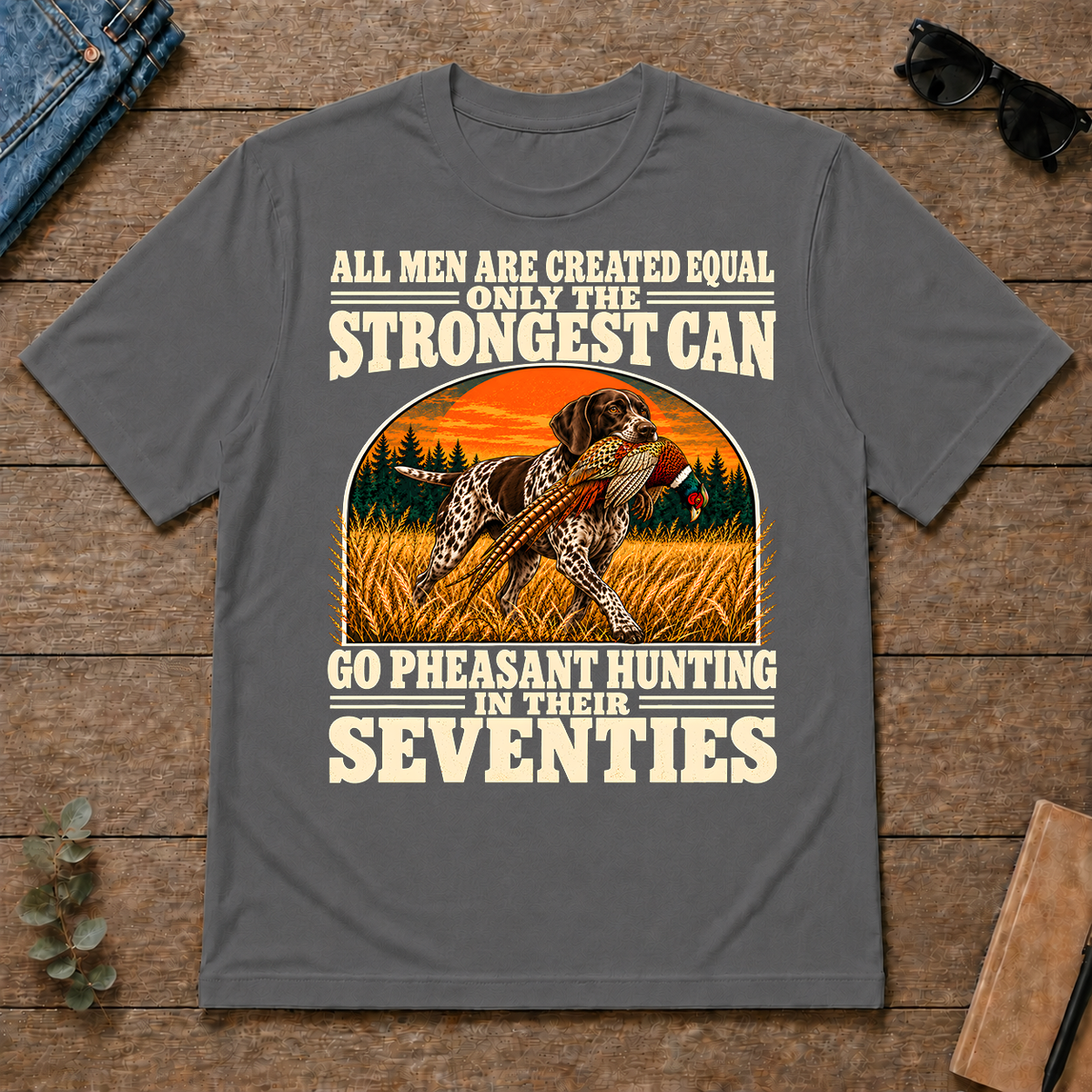 Pheasant Hunting Seventies Vintage - charcoal - TS2D-Charcoal