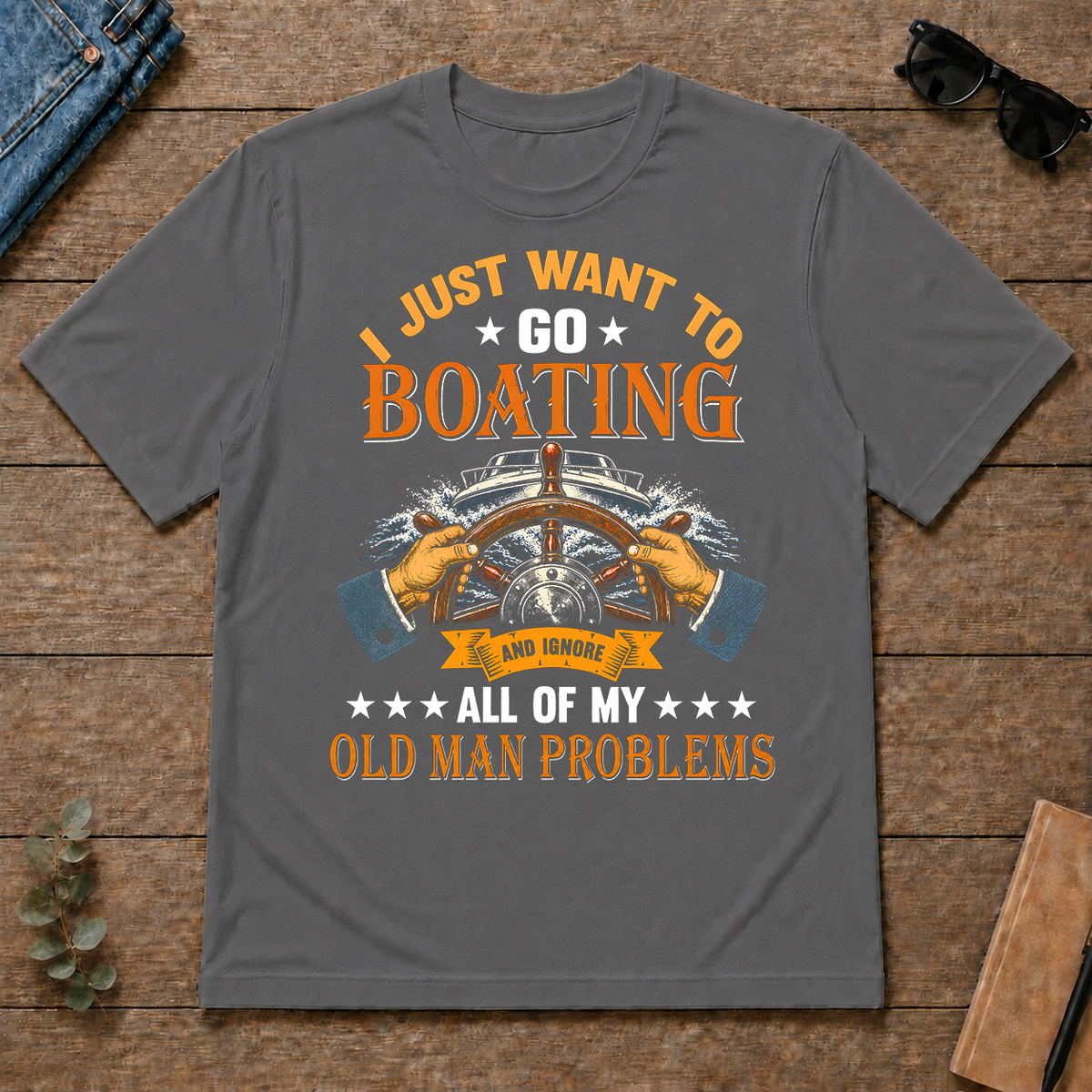 Vintage I Just Want To Go Boating - charcoal - TS2D-Charcoal