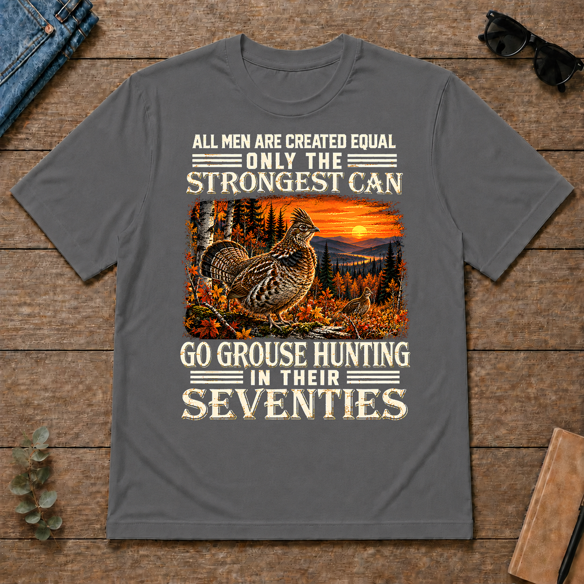 Grouse Hunting Strongest Man In Seventies - charcoal - TS2D-Charcoal
