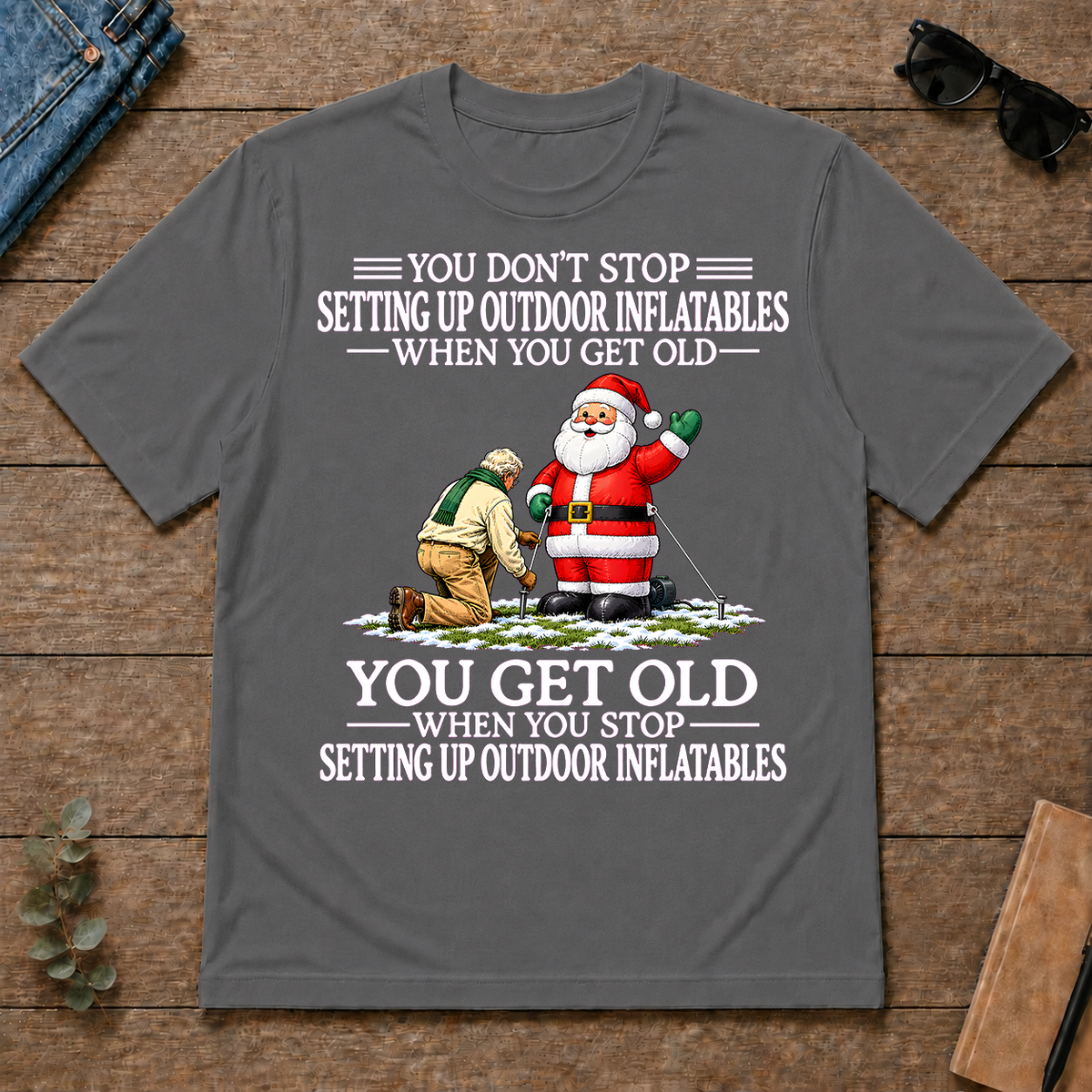 Old Man Don't Stop Setting Up Outfoor Inflatables - charcoal - TS2D-Charcoal