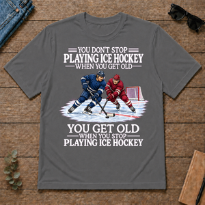Old Man Don't Stop Ice Hockey - charcoal - TS2D-Charcoal