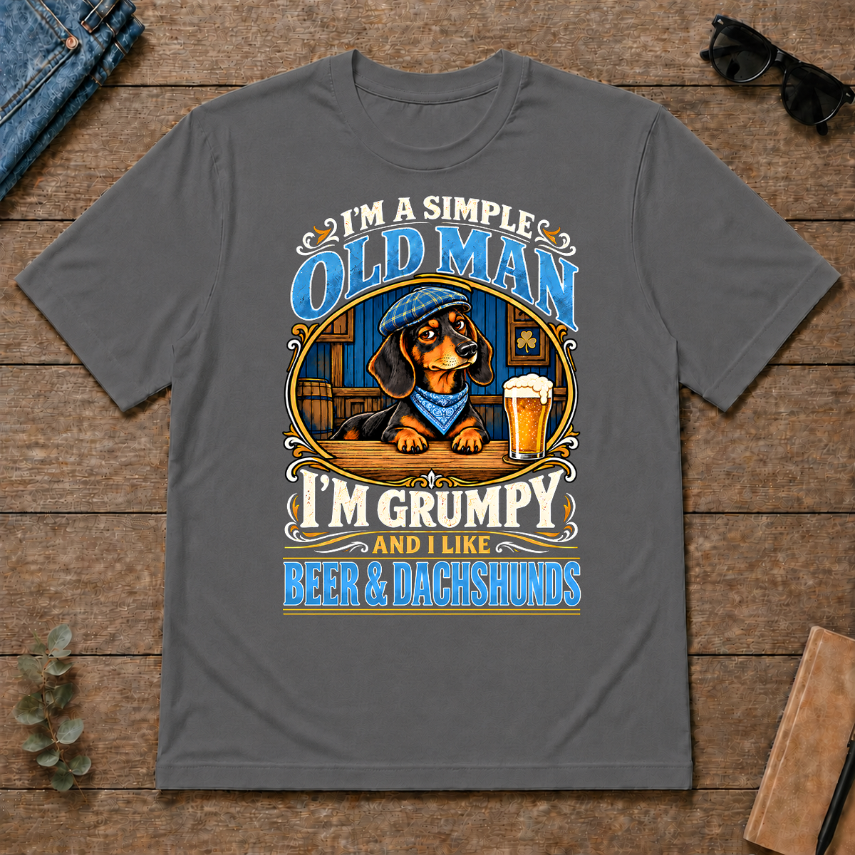 Funny I Like Beer & Dachshunds - charcoal - TS2D-Charcoal