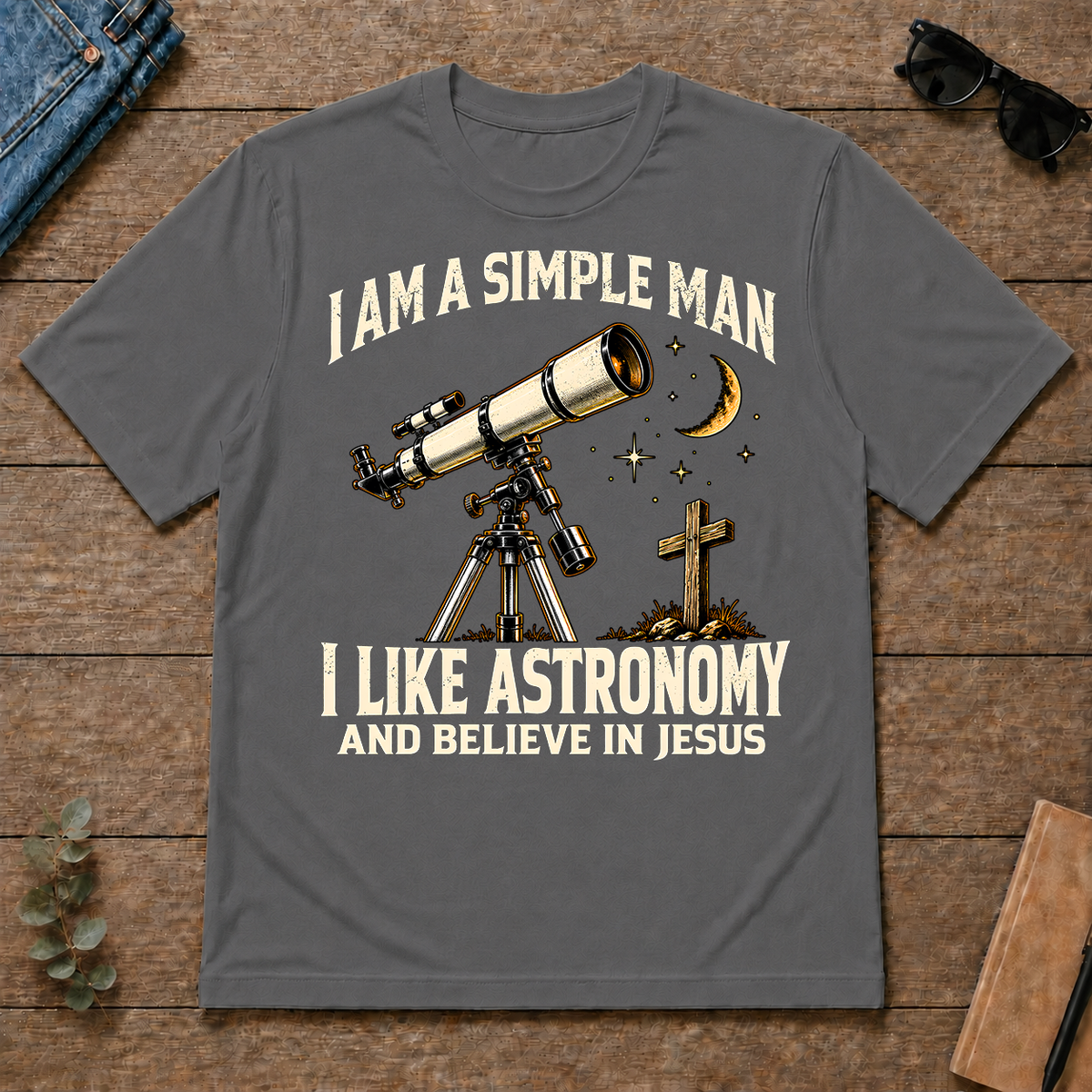 I Am Simple Man I Like Astronomy - charcoal - TS2D-Charcoal