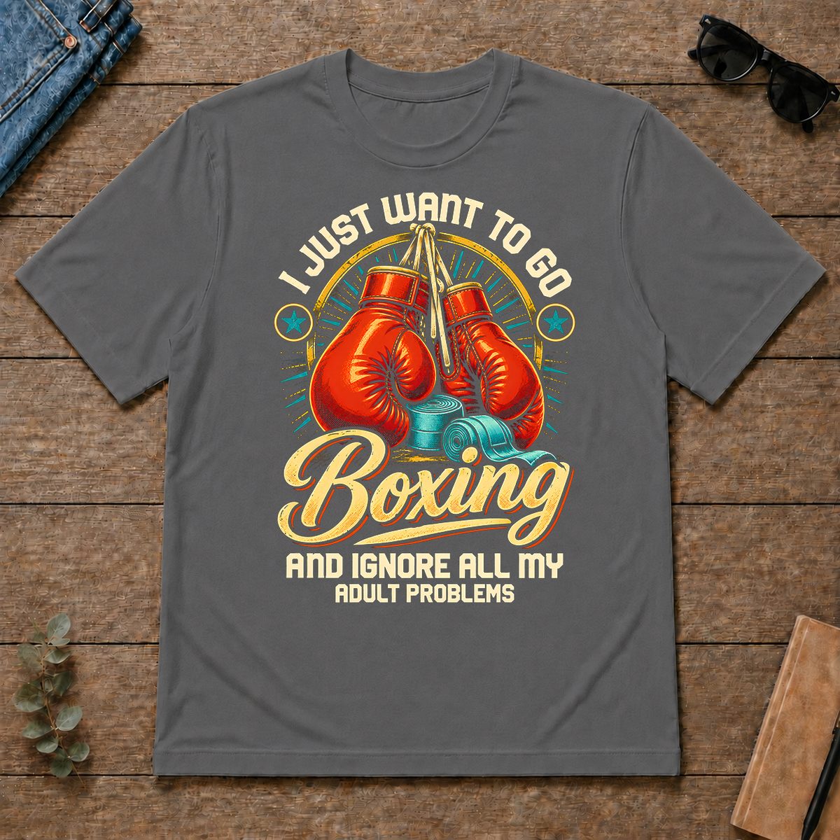 I Just Want To Go Boxing & Ignore All Adult Problems - charcoal - TS2D-Charcoal
