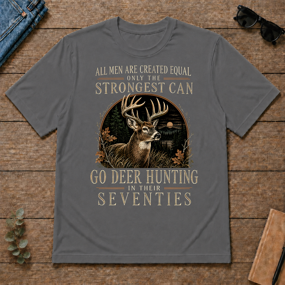 Deer Hunting Strongest Man In Seventies - charcoal - TS2D-Charcoal