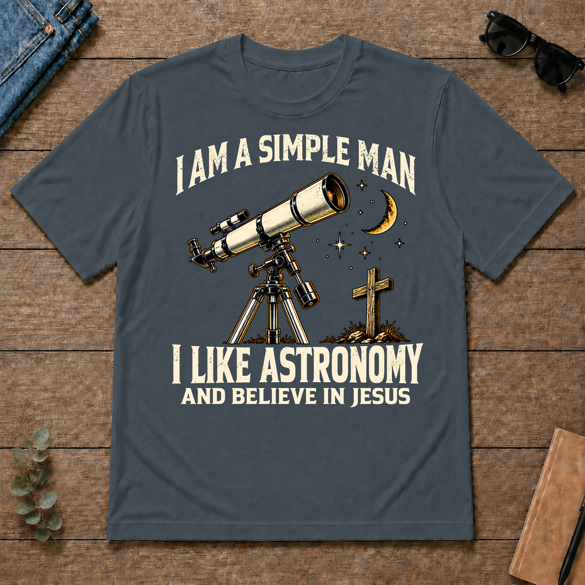 I Am Simple Man I Like Astronomy - dark-heather - TS2D-DarkHeather