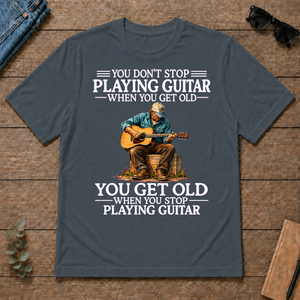 Old Man Don't Stop Playing Guitar - dark-heather - TS2D-DarkHeather