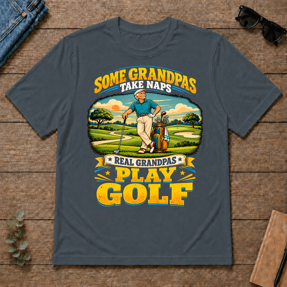 Real Grandpas Play Golf - dark-heather - TS2D-DarkHeather