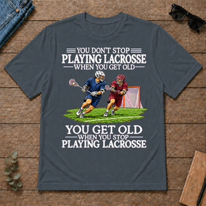 Old Man Don't Stop Lacrosse - dark-heather - TS2D-DarkHeather