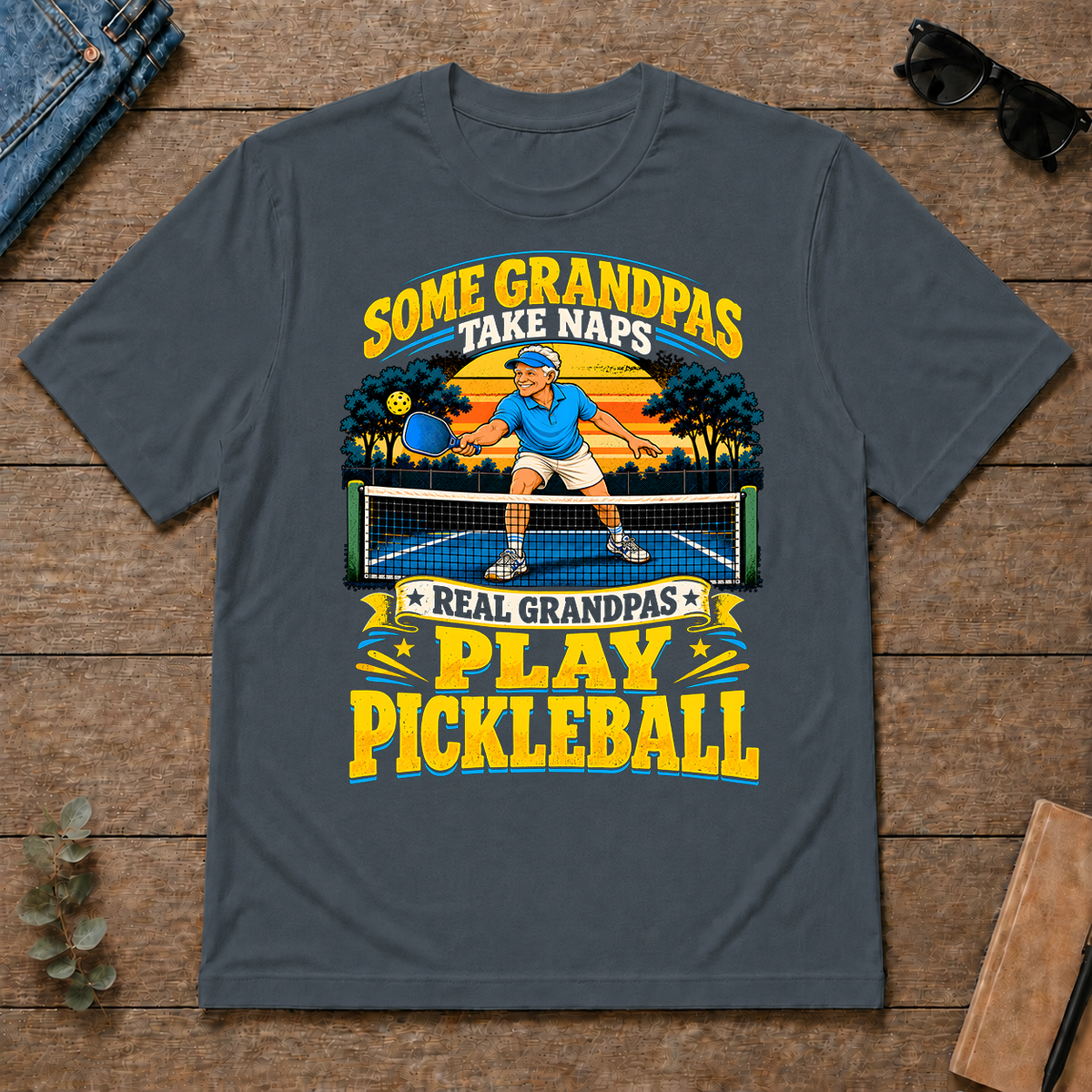 Real Grandpas Play Pickleball - dark-heather - TS2D-DarkHeather