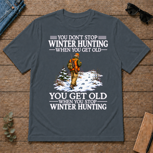 Old Man Don't Stop Winter Hunting - dark-heather - TS2D-DarkHeather