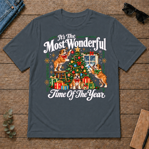 Wonderful Christmas Bulldog - dark-heather - TS2D-DarkHeather