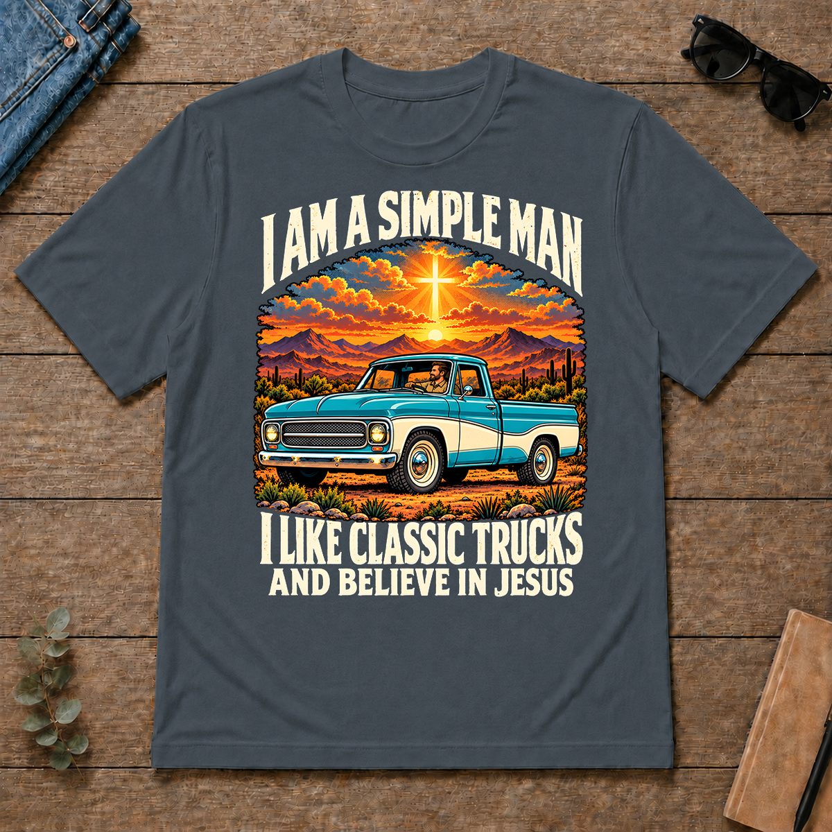 I Like Classic Trucks & Believe In Jesus - dark-heather - TS2D-DarkHeather