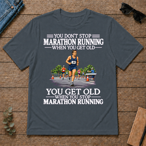 Old Man Don't Stop Marathon Running - dark-heather - TS2D-DarkHeather