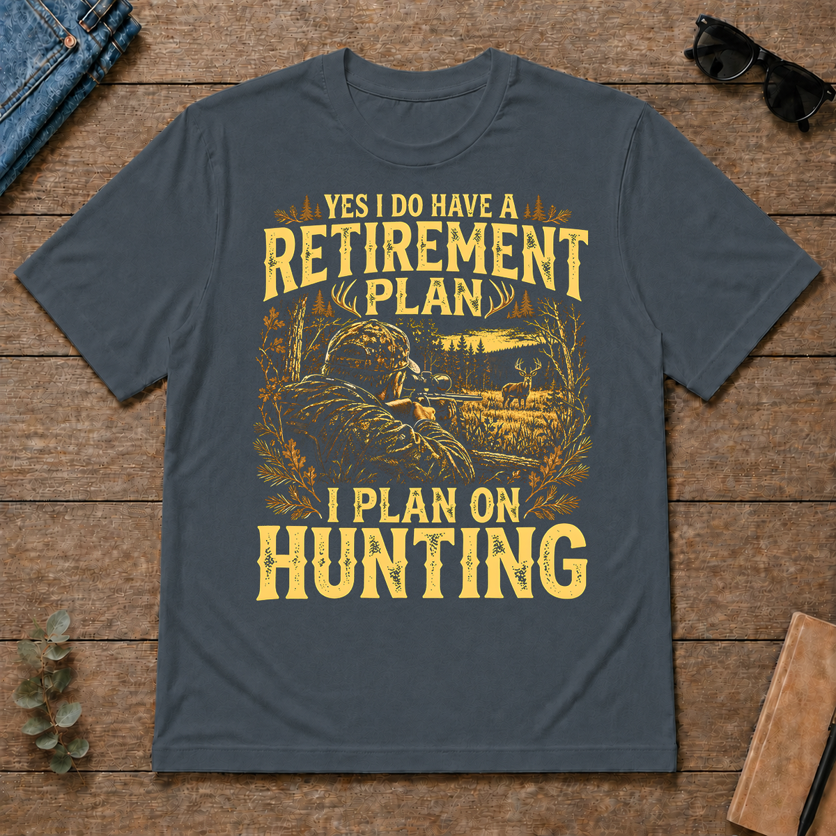 I Do Have A Retirement Plan I Plan On Hunting - dark-heather - TS2D-DarkHeather