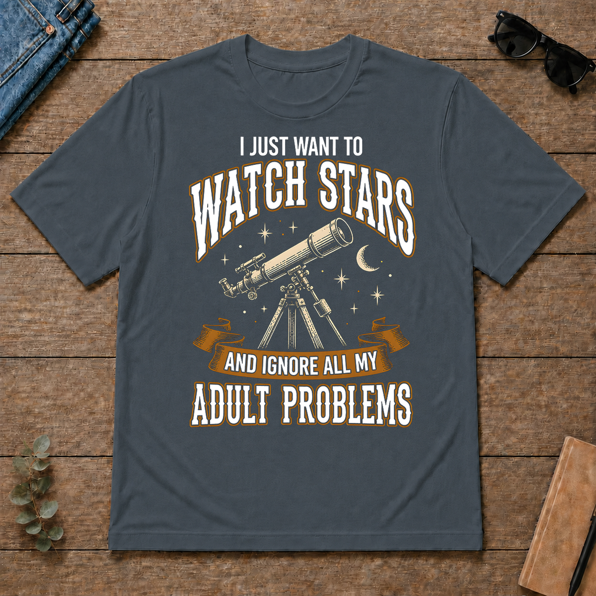 Vintage I Just Want To Watch Stars - dark-heather - TS2D-DarkHeather