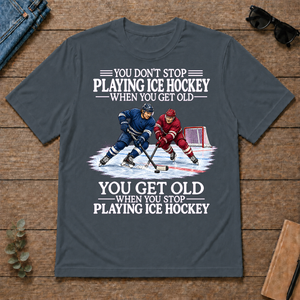 Old Man Don't Stop Ice Hockey - dark-heather - TS2D-DarkHeather