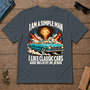 I Like Classic Cars & Believe In Jesus - dark-heather - TS2D-DarkHeather
