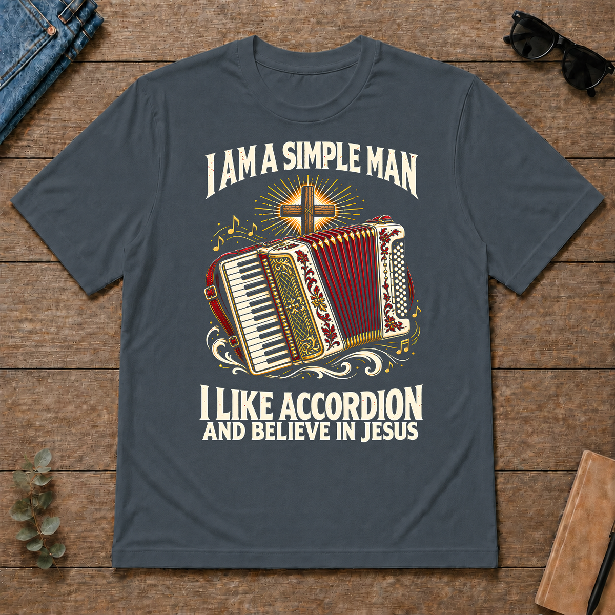 I Like Accordion & Believe In Jesus - dark-heather - TS2D-DarkHeather