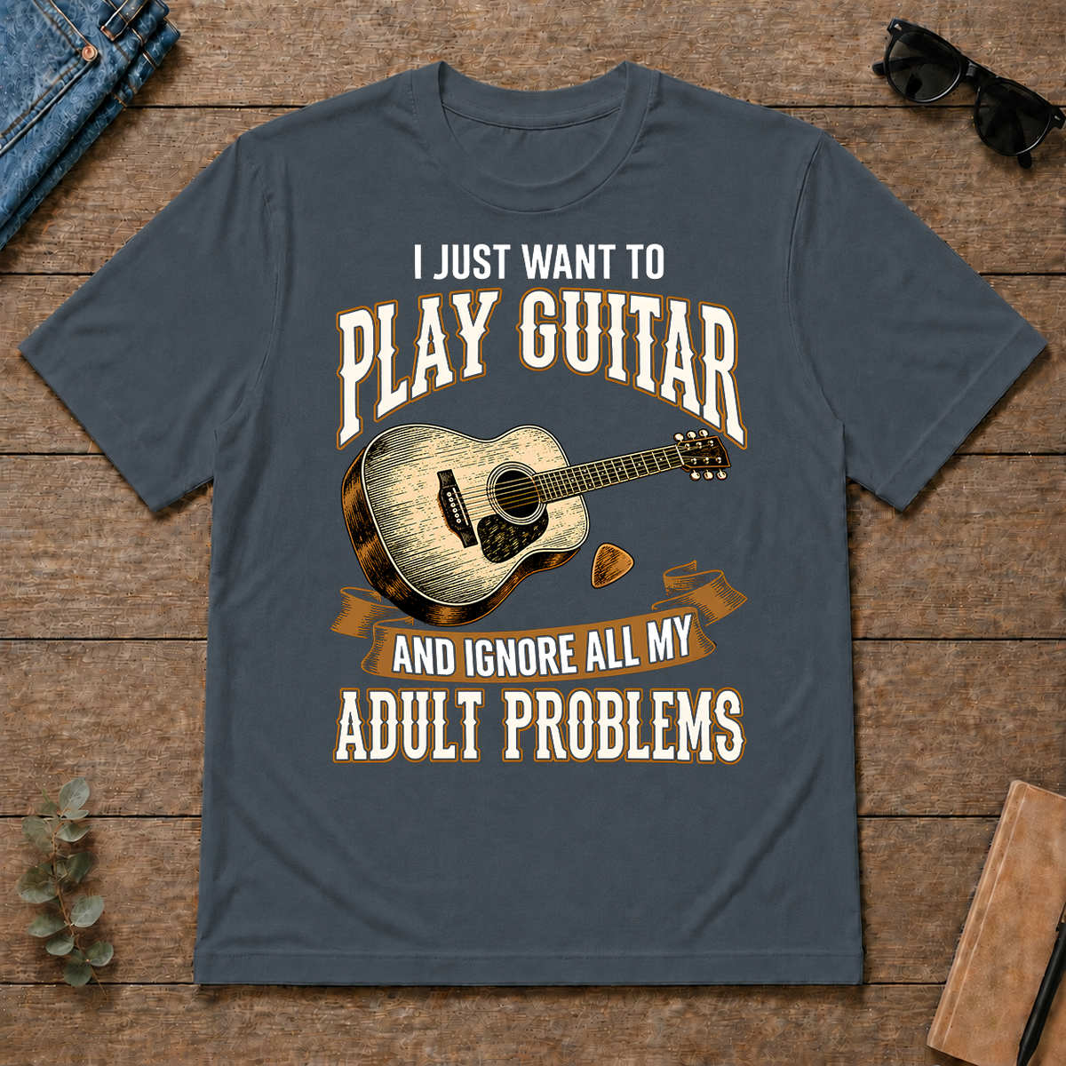 Vintage I Just Want To Play Guitar - dark-heather - TS2D-DarkHeather