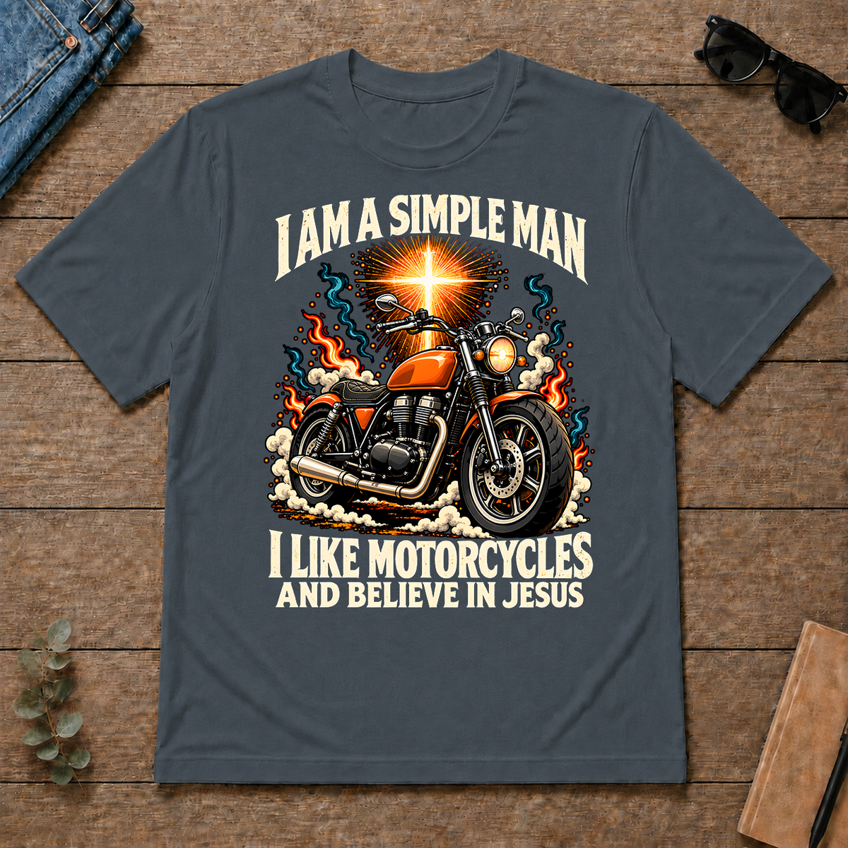 I Like Motorcycles & Believe In Jesus - dark-heather - TS2D-DarkHeather