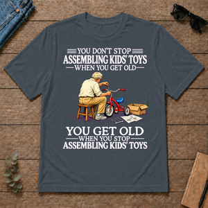 Old Man Don't Stop Assembling Kids Toys - dark-heather - TS2D-DarkHeather