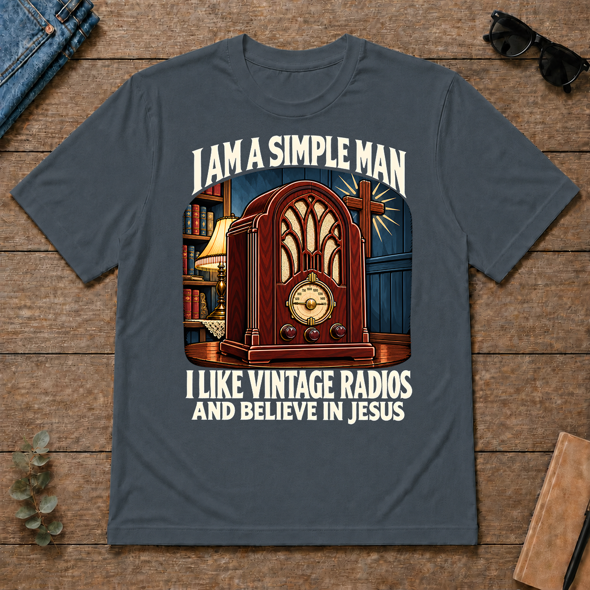 I Like Vintage Radios & Believe In Jesus - dark-heather - TS2D-DarkHeather