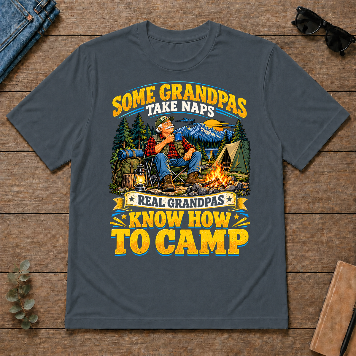 Real Grandpas Know How To Camp - dark-heather - TS2D-DarkHeather
