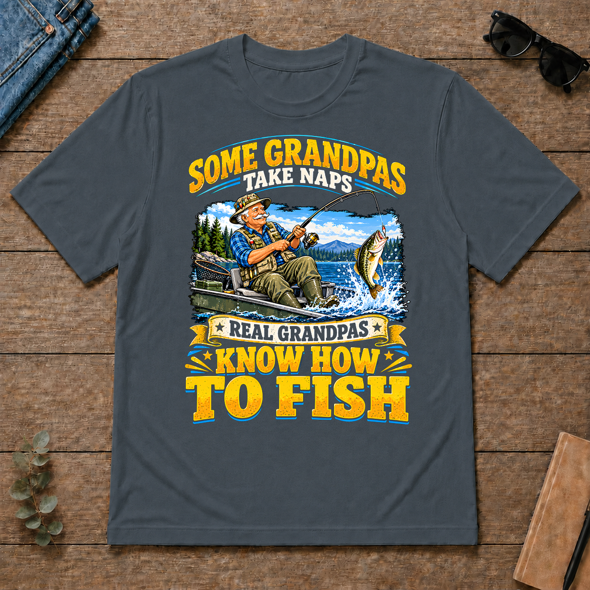 Real Grandpas Know How To Fish - dark-heather - TS2D-DarkHeather
