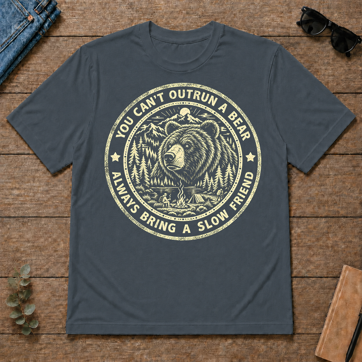 You Can't Outrun A Bear Always Bring A Slow Friend - dark-heather - TS2D-DarkHeather