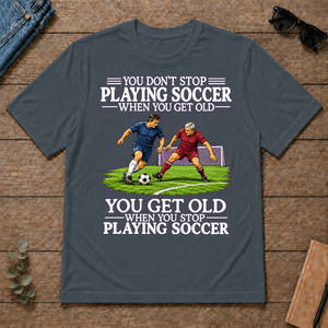 Old Man Don't Stop Soccer - dark-heather - TS2D-DarkHeather