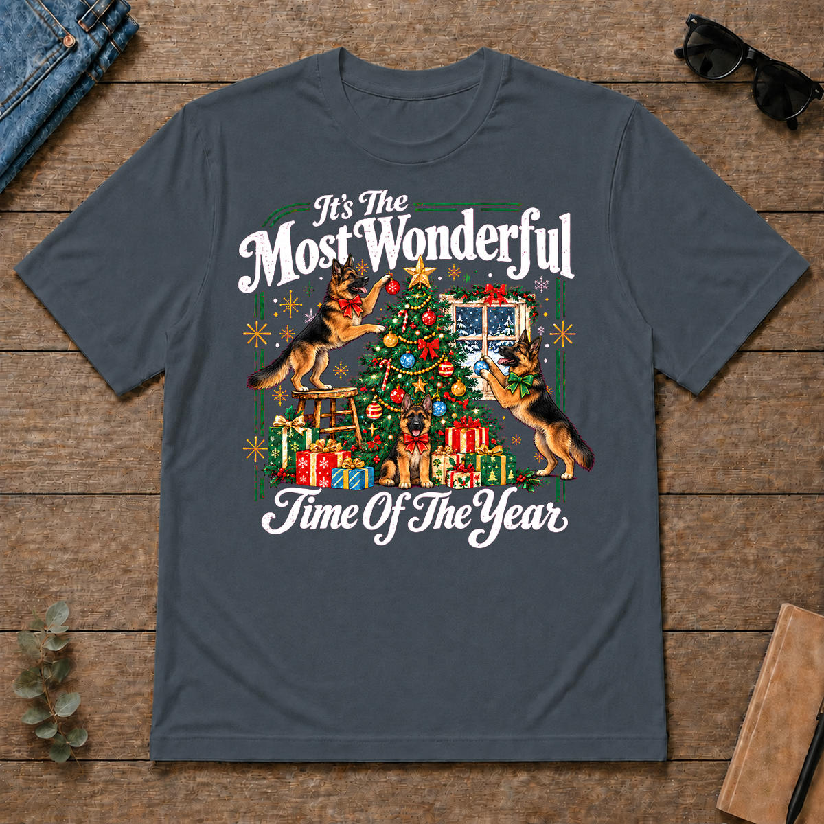 Wonderful Christmas German Shepherd - dark-heather - TS2D-DarkHeather