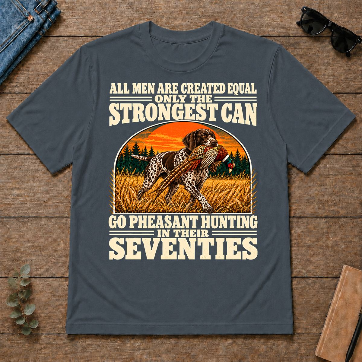 Pheasant Hunting Seventies Vintage - dark-heather - TS2D-DarkHeather