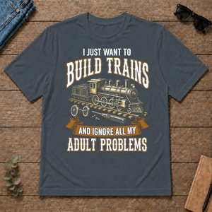 Vintage I Just Want To Build Trains - dark-heather - TS2D-DarkHeather