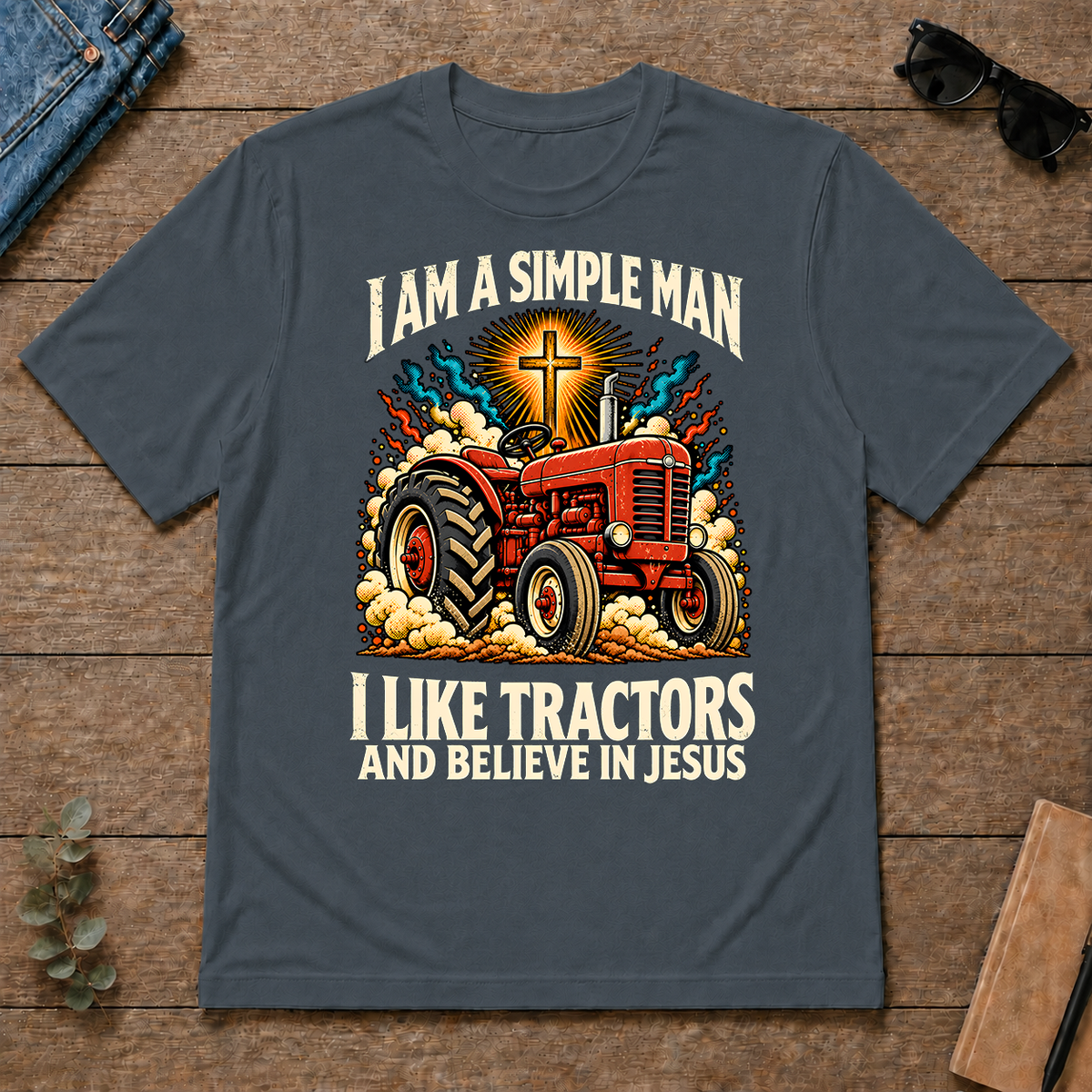 I Like Tractors & Believe In Jesus - dark-heather - TS2D-DarkHeather