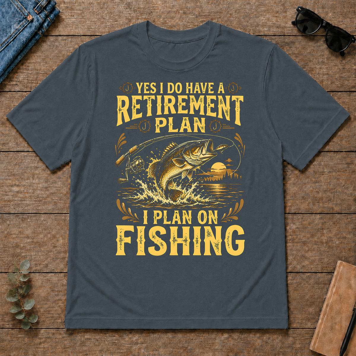 I Do Have A Retirement Plan I Plan On Fishing - dark-heather - TS2D-DarkHeather
