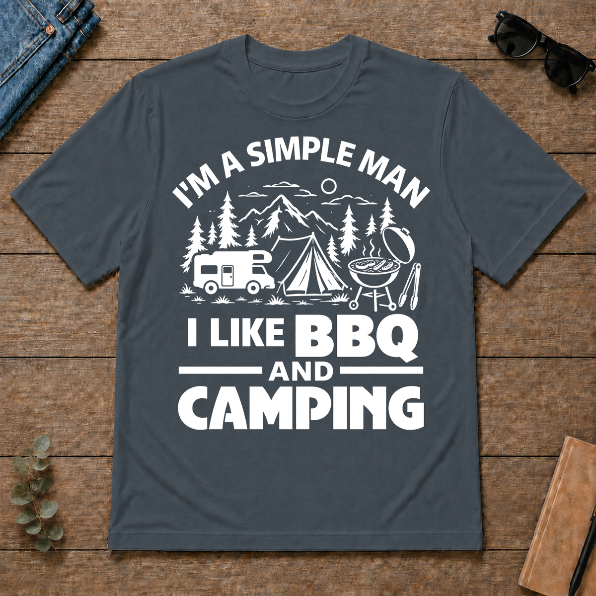 I Like BBQ And Camping - dark-heather - TS2D-DarkHeather