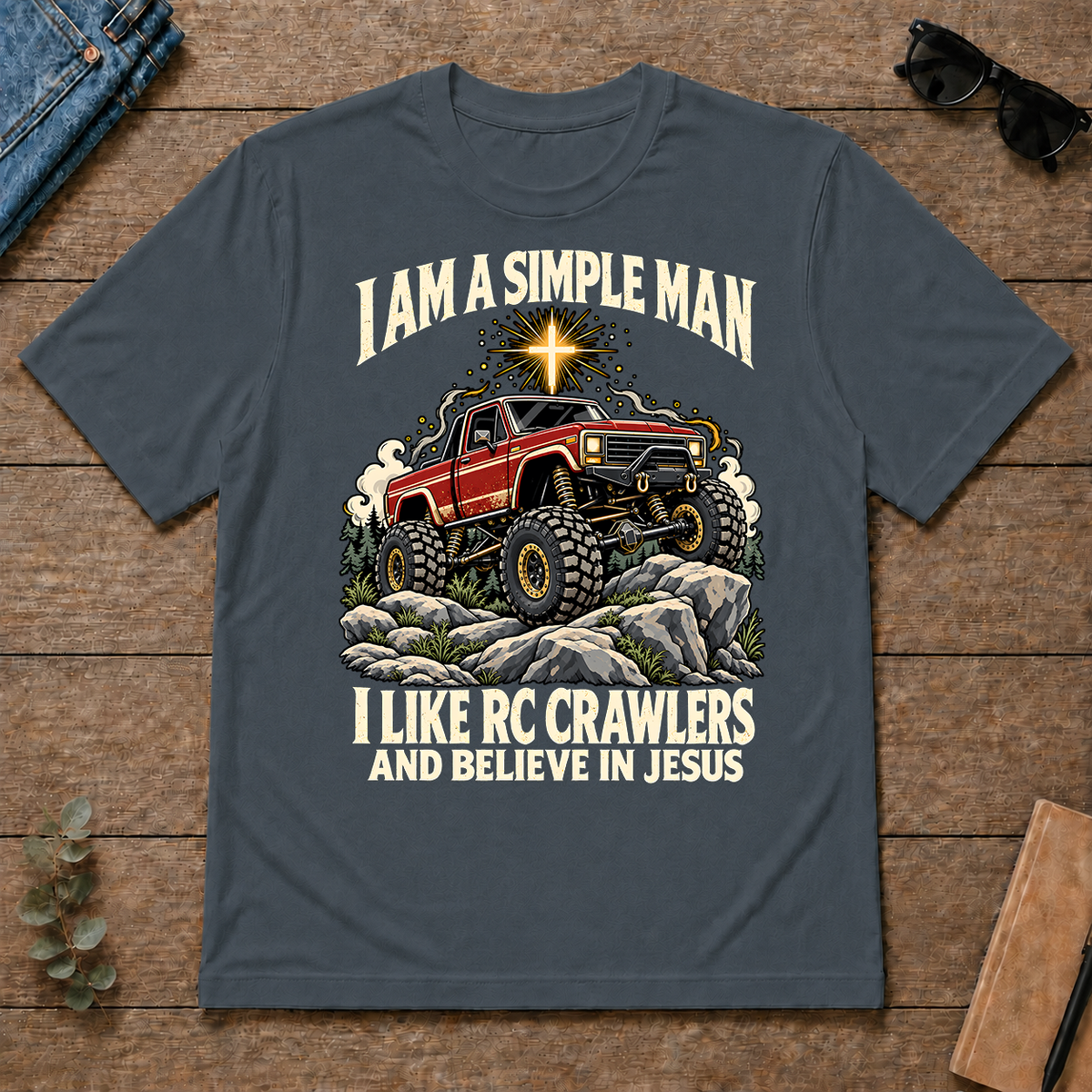I Like RC Crawlers & Believe In Jesus - dark-heather - TS2D-DarkHeather